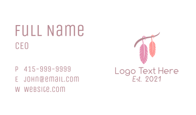Macrame Hanging Feather  Business Card Image Preview