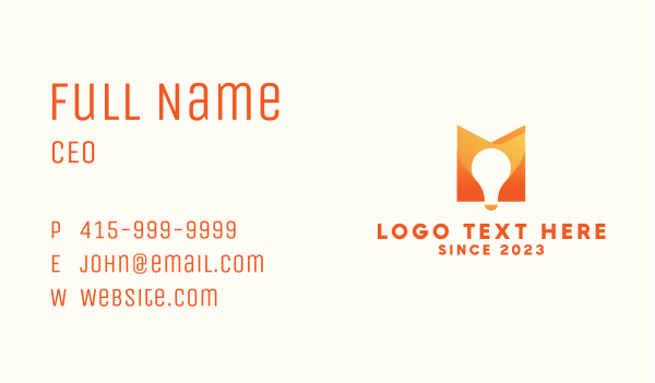 Orange Bulb Letter M Business Card Design Image Preview