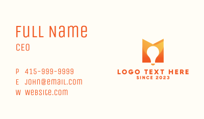 Orange Bulb Letter M Business Card Image Preview