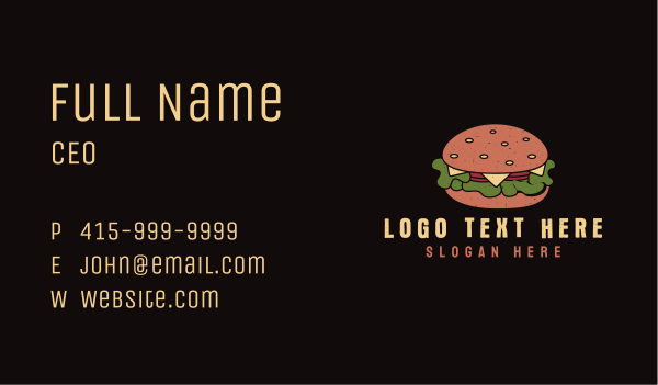 Retro Cheeseburger Snack Business Card Design Image Preview