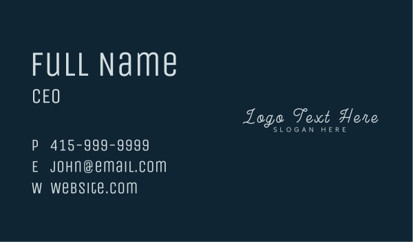 White Script Wordmark Business Card Design Image Preview