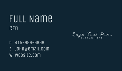 White Script Wordmark Business Card Image Preview