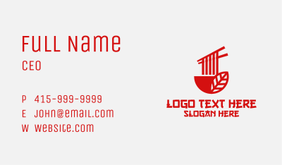 Red Noodle Asian Food Bowl Business Card Image Preview