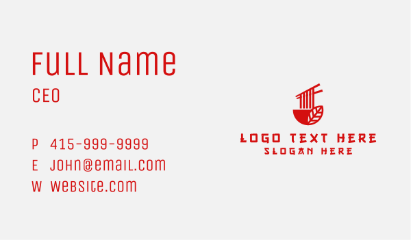 Red Noodle Asian Food Bowl Business Card Design Image Preview