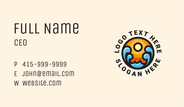 Sun Ocean Tide  Business Card Design Image Preview
