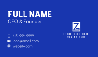 Blue Greek Letter Z Business Card Design