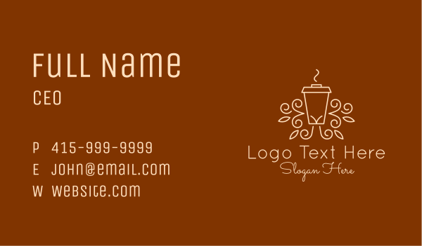 Coffee Cup Line Art Business Card Design Image Preview