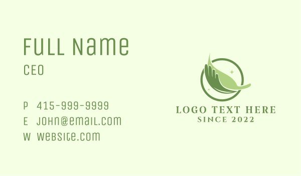 Vegan Leaf Hand  Business Card Design Image Preview