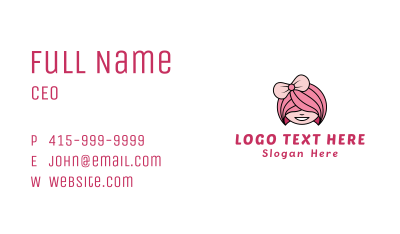 Pink Cute Girl Business Card Image Preview