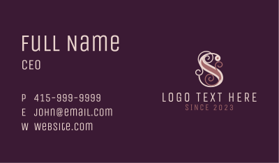 Ornate Retro Letter S Business Card Image Preview