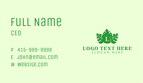 Tropical Leaf Droplet Business Card Design Image Preview