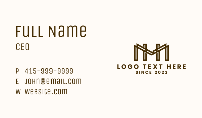 Letter HM Monogram Outline Business Card Image Preview