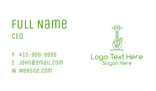 Green Guitar Outline  Business Card Design Image Preview