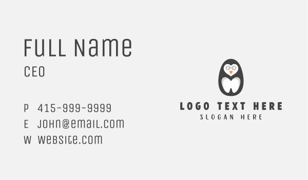 Tooth Penguin Dentistry Business Card Design Image Preview