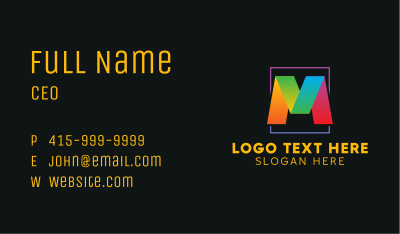 Multimedia Agency Letter M Business Card