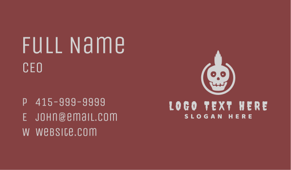 Gray Mohawk Skull Business Card Design Image Preview