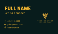 Golden Business Letter V Business Card Design