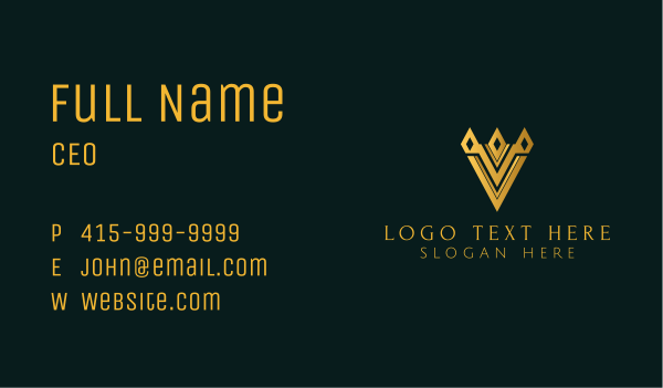 Golden Business Letter V Business Card Design Image Preview