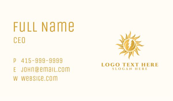 Electric Solar Sun Business Card Design Image Preview