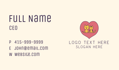 Heart Dog Cat Veterinary  Business Card Image Preview