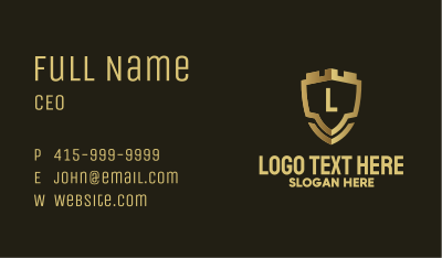 Golden Security Shield Letter Business Card