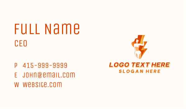 Woman Lightning Energy Business Card Design Image Preview