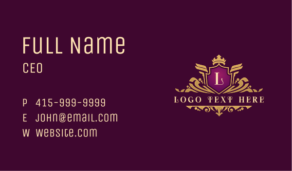 Luxury Royalty Crest Business Card Design Image Preview
