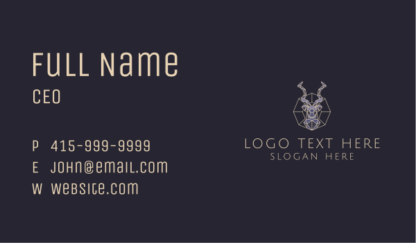 Geometric Antelope Bust Business Card Design Image Preview