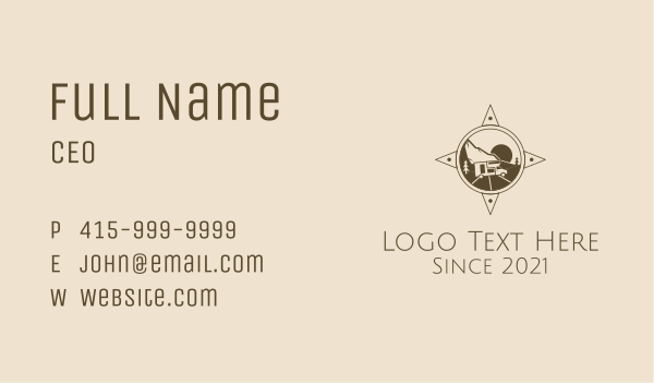 Brown Compass Camper Van Business Card Design Image Preview