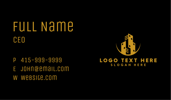 Gold High Rise Building Business Card Design Image Preview