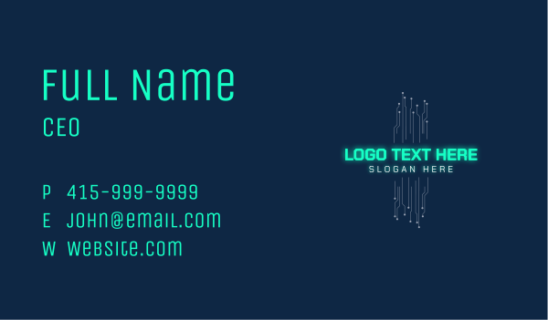 Technology Neon Circuit  Business Card Design Image Preview