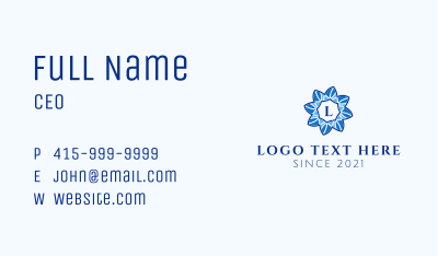Blue Flower Letter  Business Card Image Preview