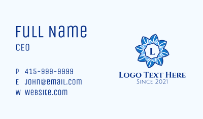 Blue Flower Letter  Business Card