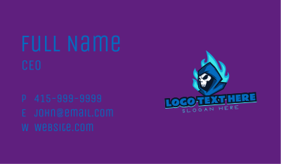 Fire Hooded Skeleton Mascot Business Card Image Preview