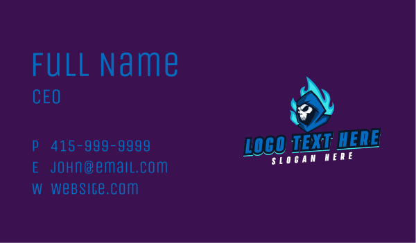 Fire Hooded Skeleton Mascot Business Card Design Image Preview