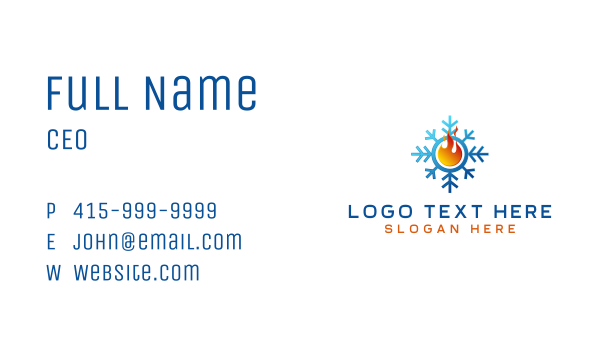 Snowflake Fire Air Conditioning Business Card Design Image Preview