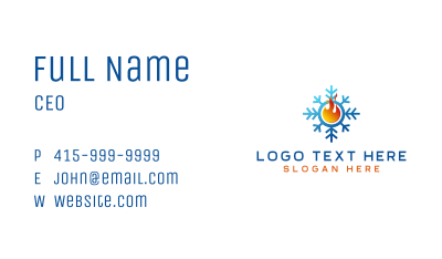 Snowflake Fire Air Conditioning Business Card Image Preview