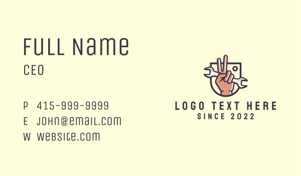 Wrench Repairman Hand Business Card Design Image Preview