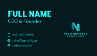 Digital Circuit Letter N Business Card Image Preview