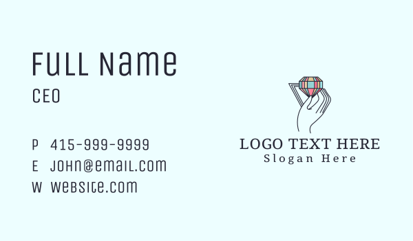 Premium Diamond Hand  Business Card Design Image Preview