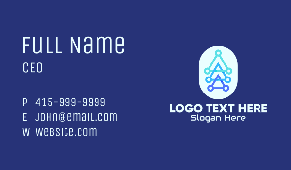 Blue Triangles Tech Business Card Design Image Preview