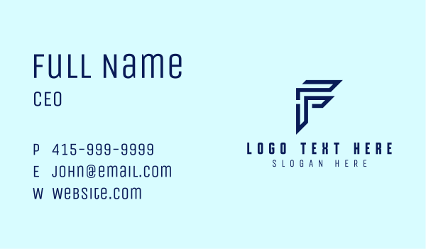 Blue Initial Letter F Business Card Design Image Preview