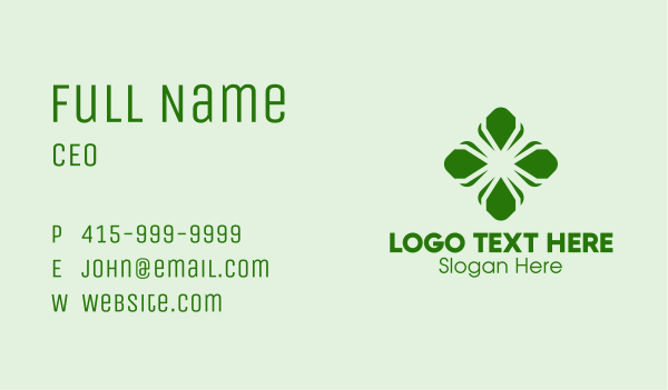 Green Petal Cross  Business Card Design Image Preview