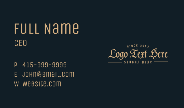 Masculine Gothic Wordmark Business Card Design Image Preview