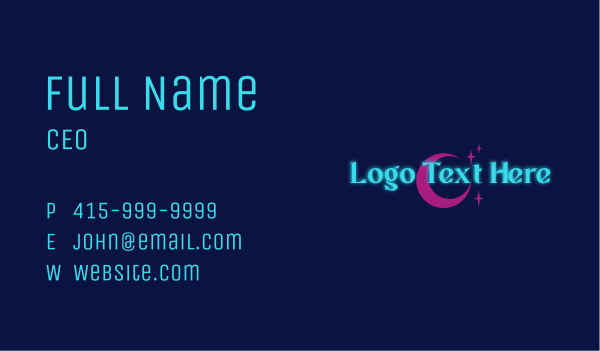 Neon Cosmic Wordmark Business Card Design Image Preview