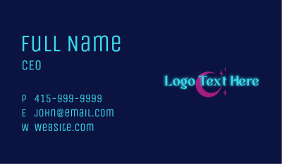 Neon Cosmic Wordmark Business Card Image Preview