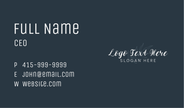 Leaf Cursive Wordmark Business Card Design Image Preview