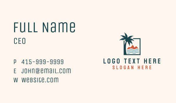 Coconut Tree Mountain Sea Business Card Design Image Preview