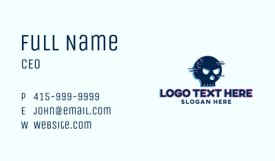Blue Skull Avatar Glitch Business Card Image Preview