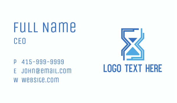Blue Hourglass Business Card Design Image Preview